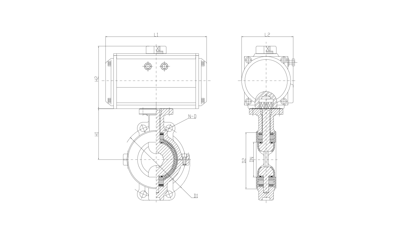FM600-D6 Series Pneumatic Fully Fluorine-lined Butt Clamp Butterfly Valves